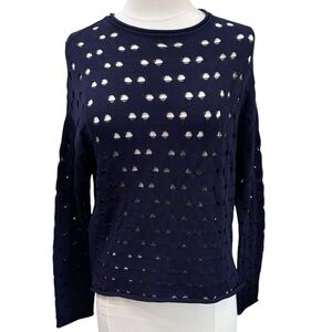 Parker Blue Knit Cut Out Side Zip High Low Sweater Small